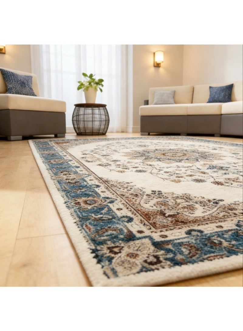 سجادة فاخرة كلاسيكية بأسلوب الشرق الأوسط والأوروبي | سجادة كريستا مقاومة للانزلاق 200×140 سم لزينة المنزل - Image 5
