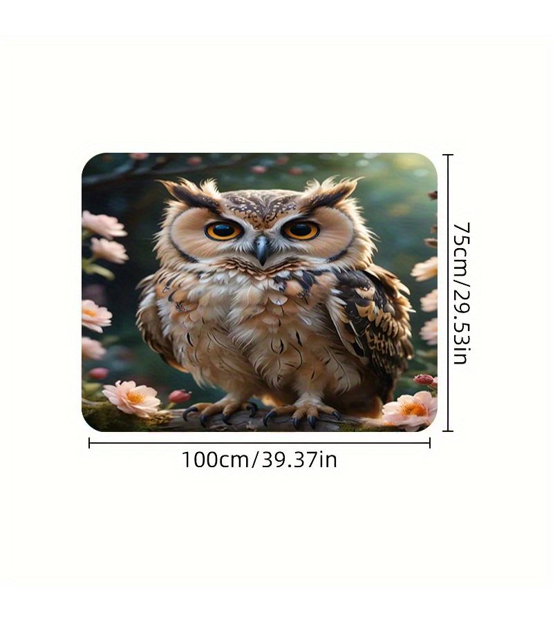 1pc Owl Print Polyester Car Trunk Mat Soft Machine Washable Suv Truck Cargo Liner Easy Clean Interior Protector With Stylish Owl Design For Secure Storage And Scratch Prevention Vehicle Maintenance Durable Accessory - Image 3