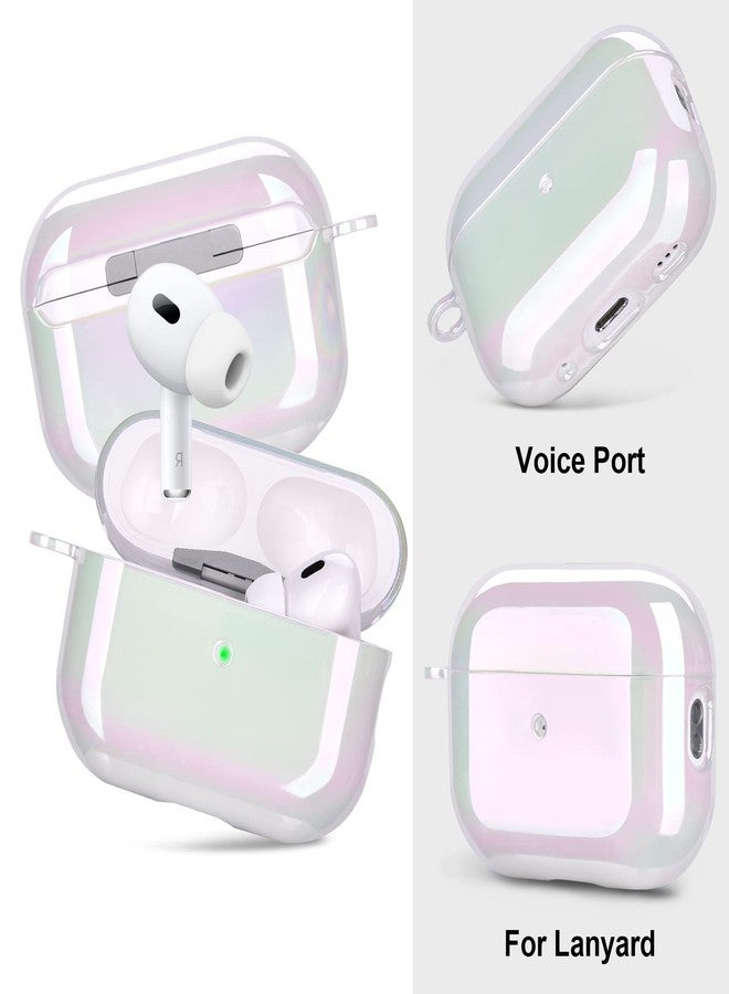 AIRSPO AirPods Pro 2nd Generation Case Cover Clear Lasher Hard PC Protective Case Colorful AirPod Pro 2 Cover Skin Compatible with Apple AirPods Pro 2 with Keychain (Glittery White) - Image 3