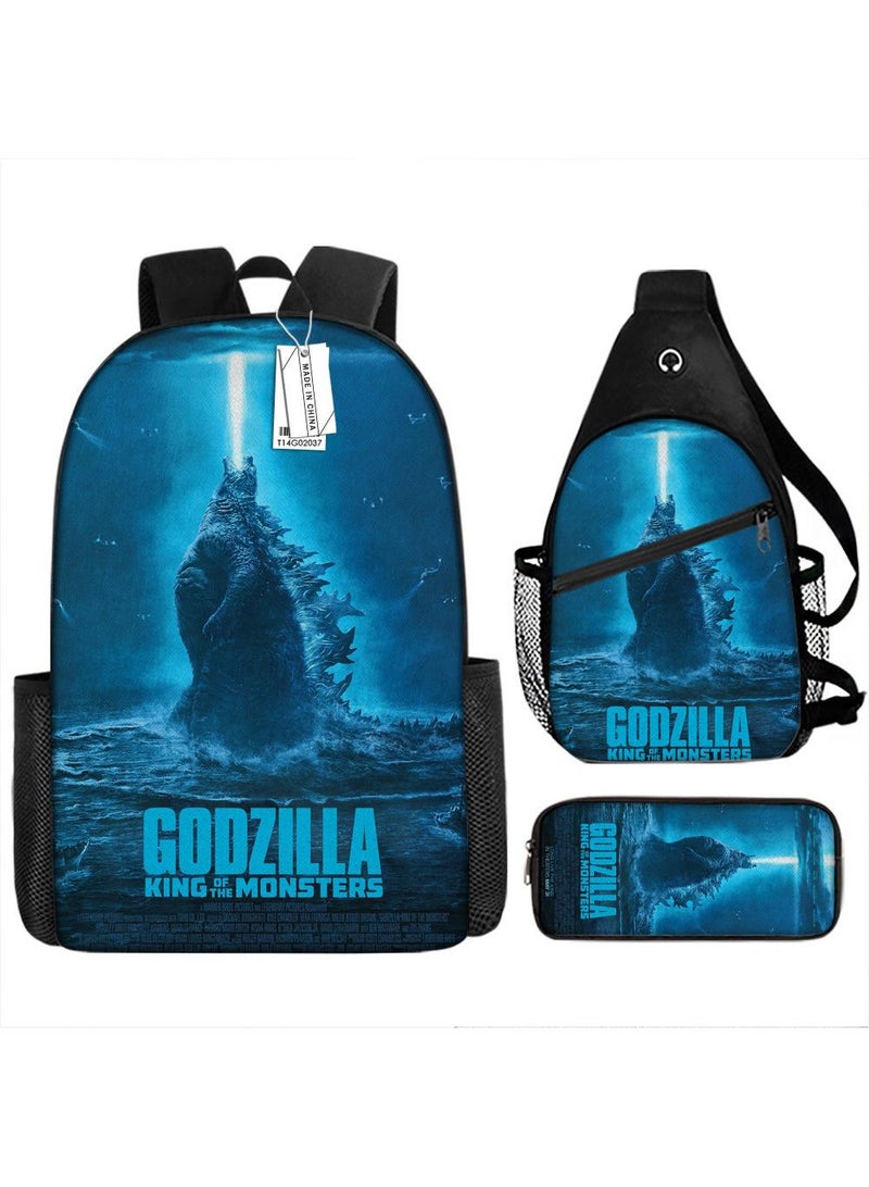 general 3-Piece Godzilla VS Kong 3D Print Backpack Set - Image 1