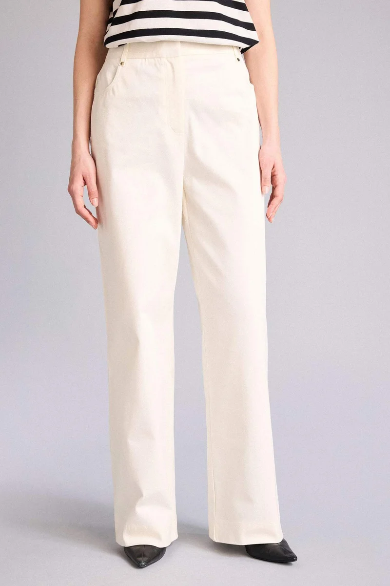 ديفاكتو Straight Fit Regular Hem Double Pocket Gabardine Trousers