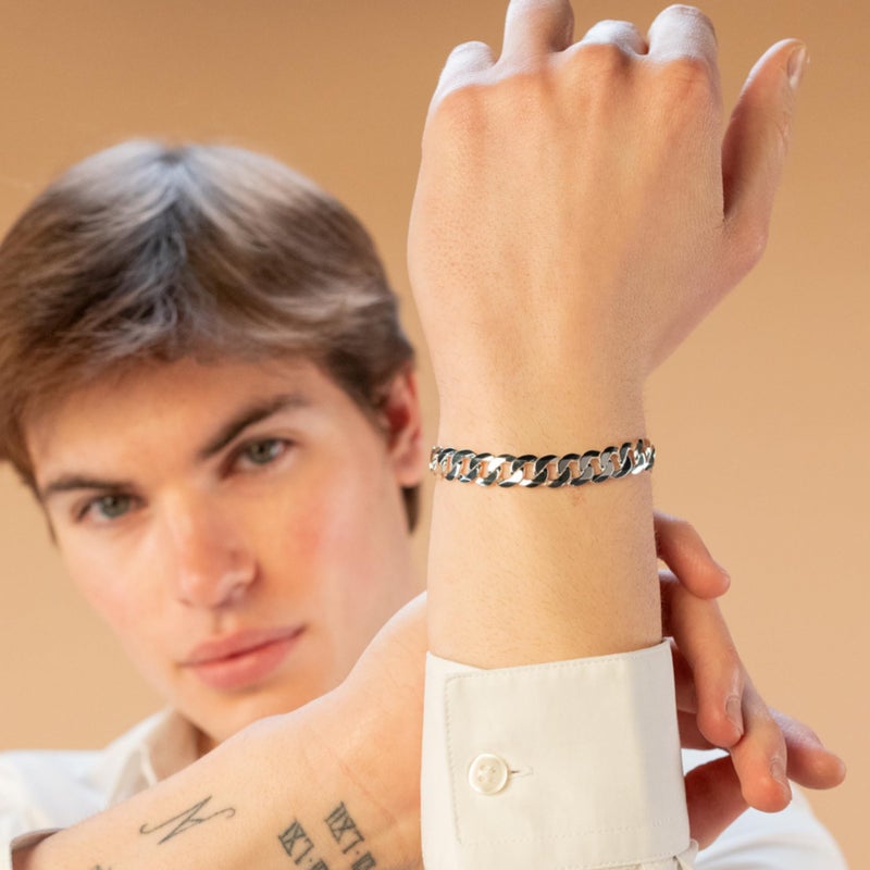 QUADRI - Extra Shiny Cuban Link Bracelet for Men and Women 10mm in 925 Sterling Silver Italian Diamond-Cut - 7.5 Inch - Premium Quality - Gift Box Included - Image 3