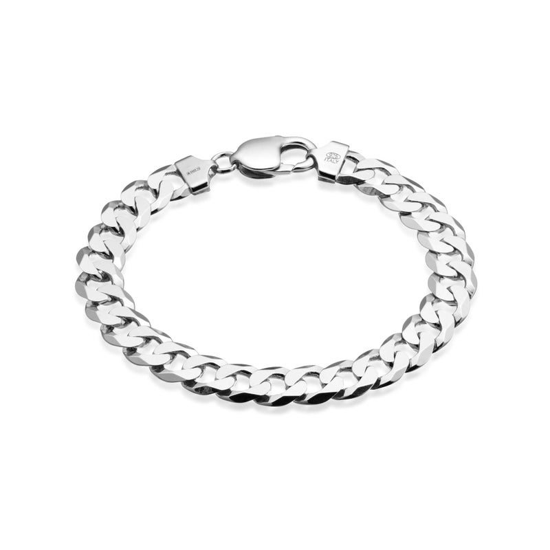 QUADRI - Extra Shiny Cuban Link Bracelet for Men and Women 10mm in 925 Sterling Silver Italian Diamond-Cut - 7.5 Inch - Premium Quality - Gift Box Included - Image 1