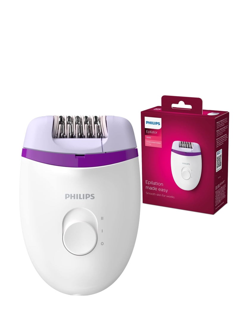 Satinelle Essential Corded Compact Epilator BRE255/00, 2 Years Warranty White/Pink