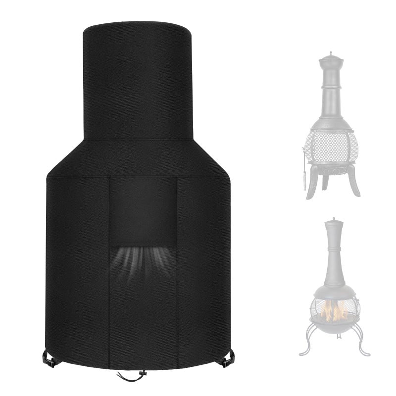 LYHNMW Patio Chiminea Cover Waterproof Chiminea Fire Pit Cover Heavy Duty 420D Oxford Protective Fireplace Covers with Drawstring for Outdoor Garden - Image 2