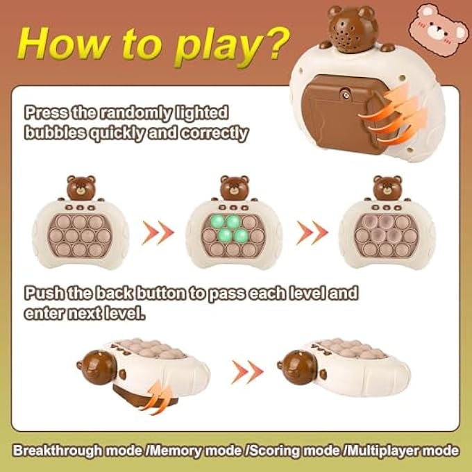 QUICK PUSH POP GAME IT FIDGET TOYS PRO FOR KIDS ADULTS, HANDHELD GAME FAST PUZZLE GAME ANIMAL MACHINE, PUSH BUBBLE STRESS TOY, RELIEF PARTY FAVORS, BIRTHDAY GIFTS FOR KIDS - Image 3