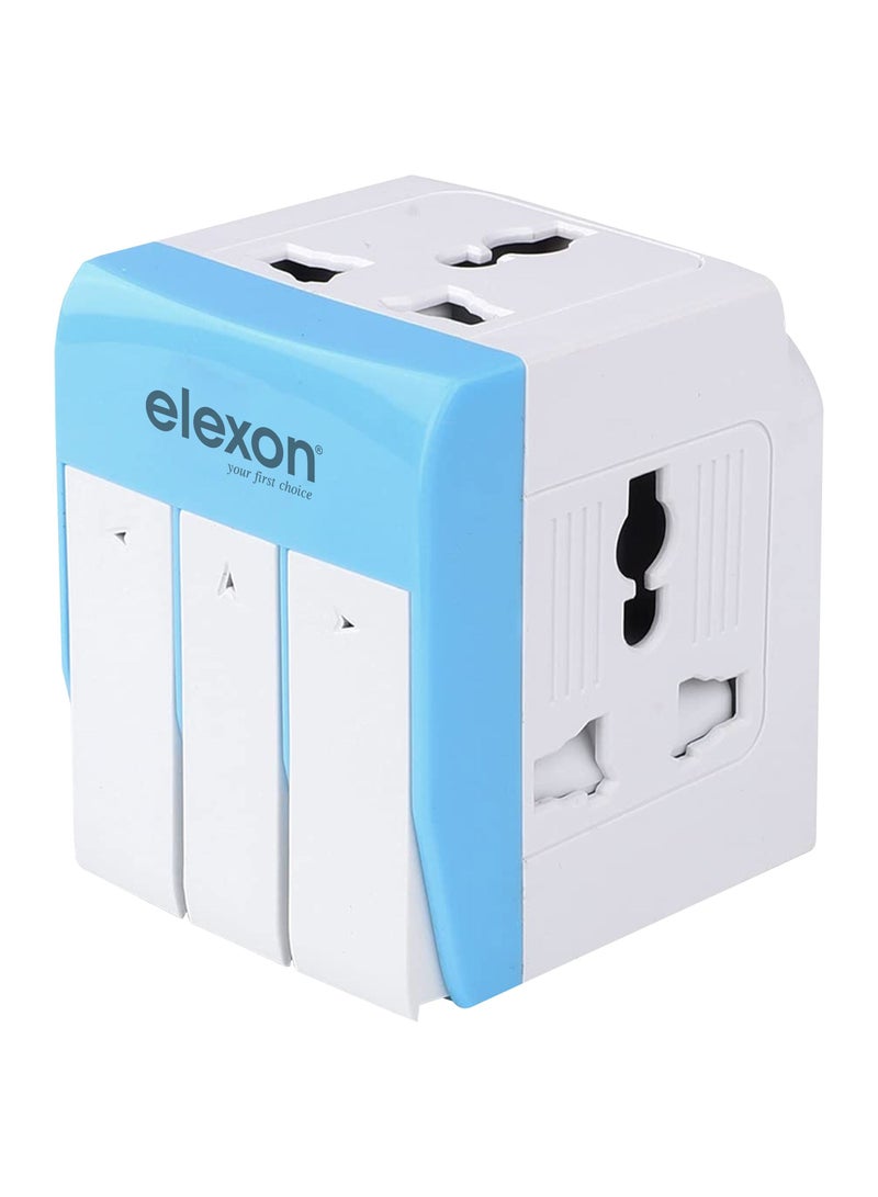 elexon 3 Way and 3 Switch Universal Power Adapter, Worldwide with Power Indicator Neon light, AC Outlet Power Plug Adapters for UK Pin type (EL 7305) - 1 year Warranty  ESMA Certified… - Image 1