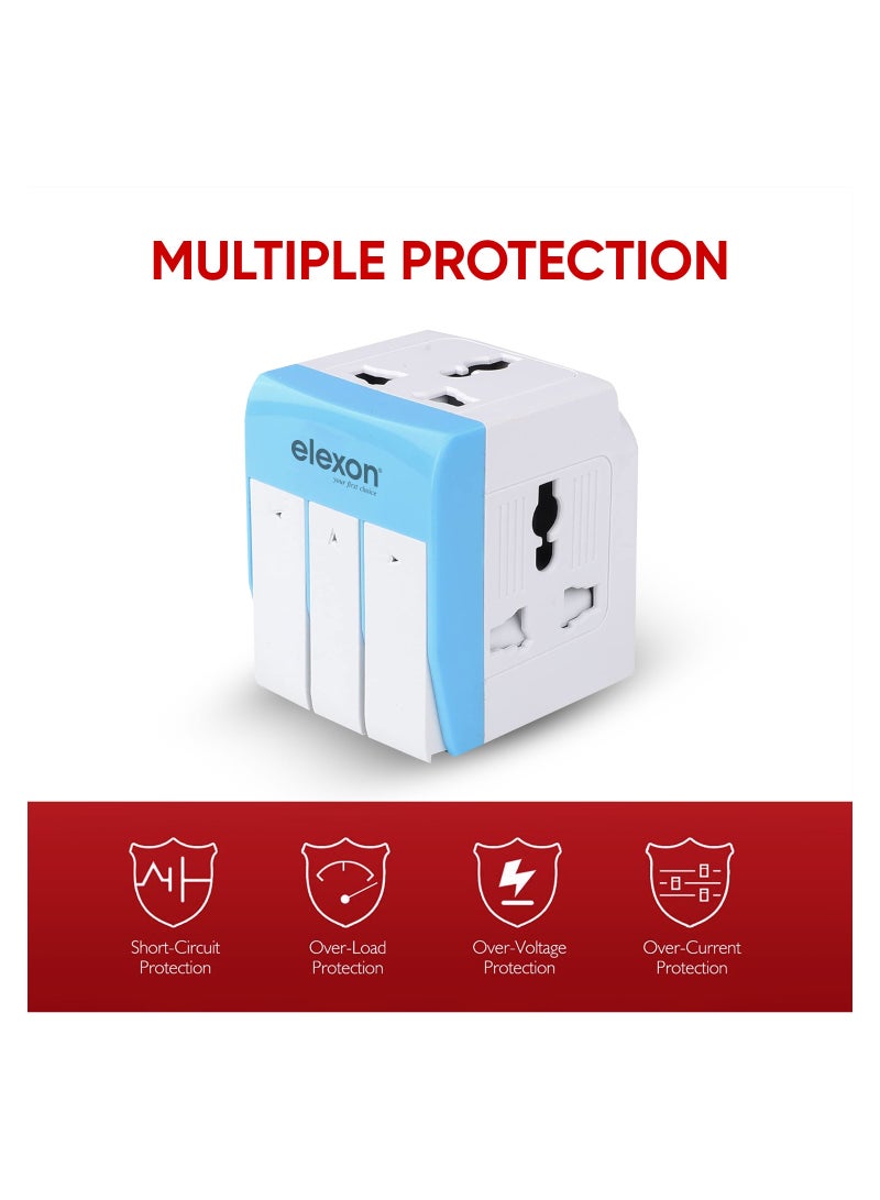 elexon 3 Way and 3 Switch Universal Power Adapter, Worldwide with Power Indicator Neon light, AC Outlet Power Plug Adapters for UK Pin type (EL 7305) - 1 year Warranty  ESMA Certified… - Image 4