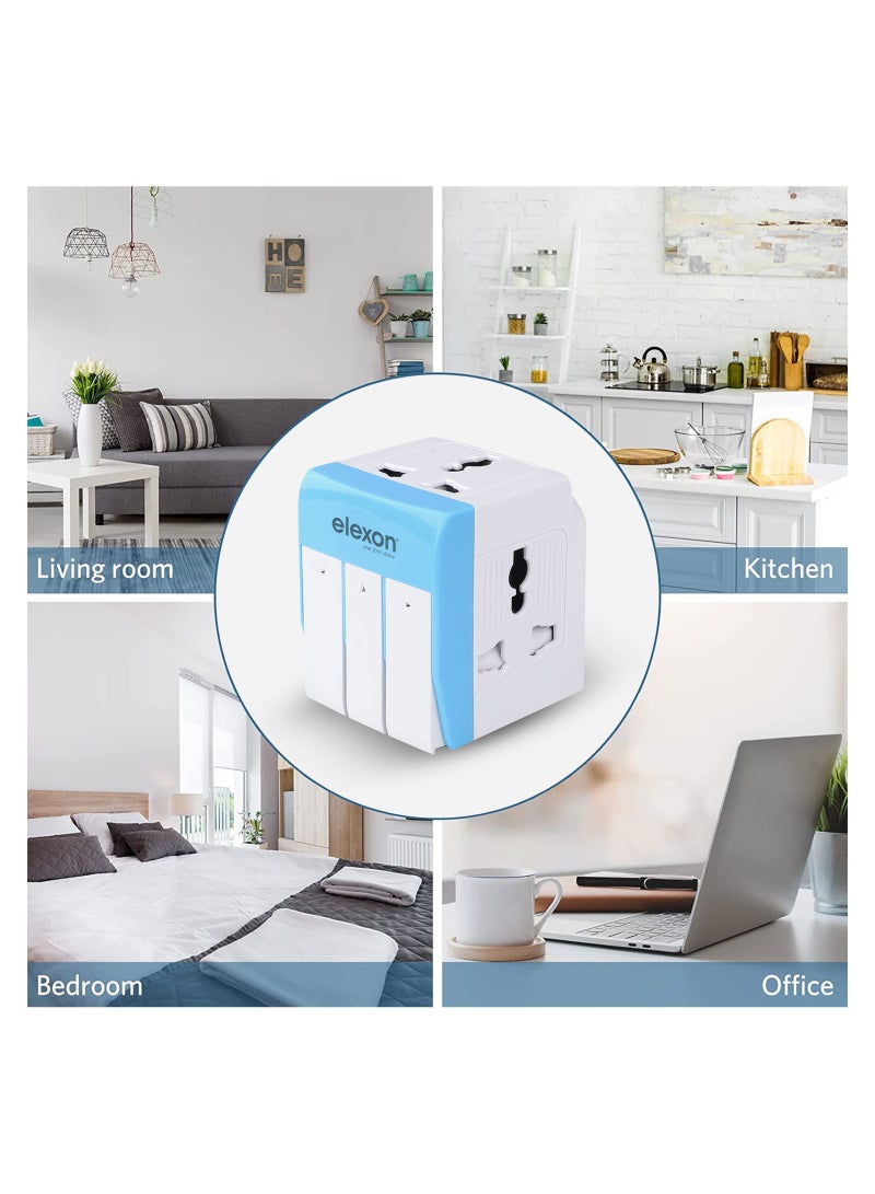 elexon 3 Way and 3 Switch Universal Power Adapter, Worldwide with Power Indicator Neon light, AC Outlet Power Plug Adapters for UK Pin type (EL 7305) - 1 year Warranty  ESMA Certified… - Image 5