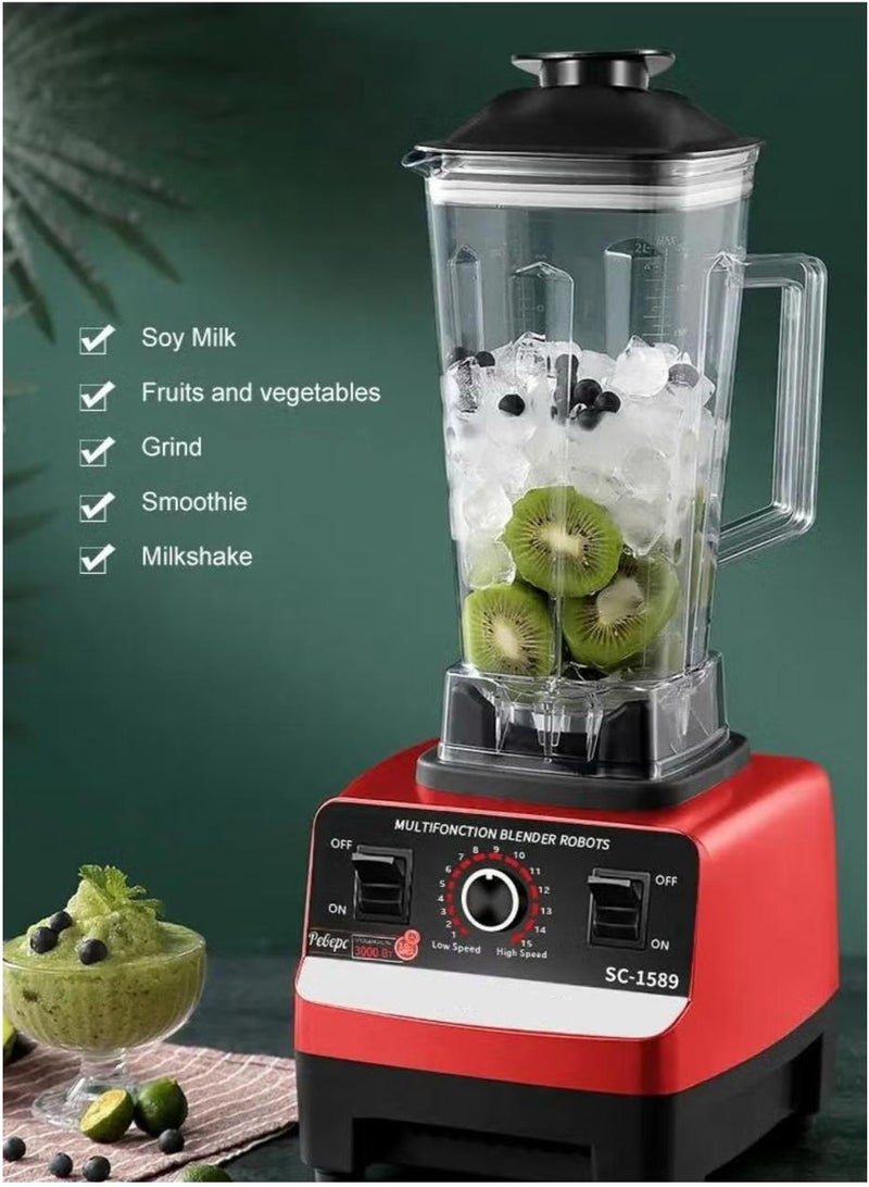 Professional Electric Blender 6500W for Smoothies, Ice Crushing, Juices & Nut Grinding – Adjustable Speed – Large Unbreakable Jar  - Image 5