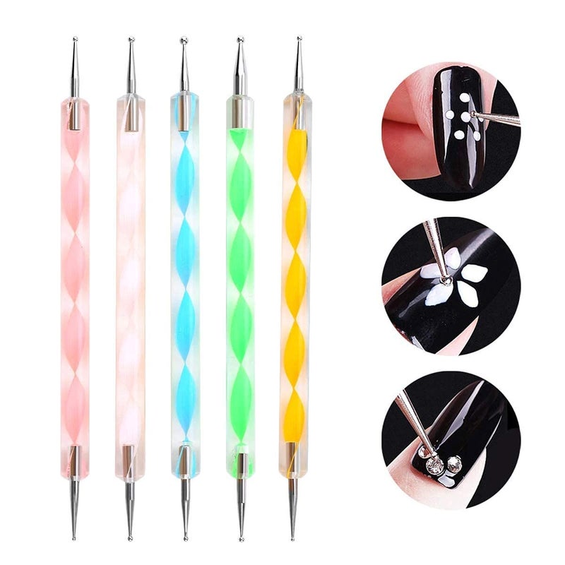 DBZ Double Way Dotting Multicolour Painting Pen For Nail Art Manicure ToolDotting Pen Tool Set of 5 Pieces - Image 4