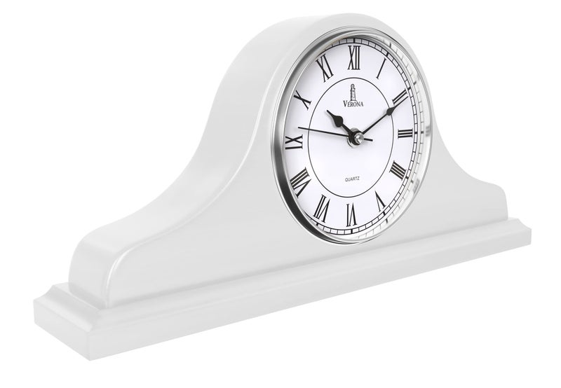 Lovely Home Essentials Mantel Clock White Wooden Mantle Clock for Living Room Dcor  Silent Decorative Solid Wood Battery Operated Mantle Clock for Fireplace Mantel Office Desk Shelf  Home Dcor Gift 15x75 Inch