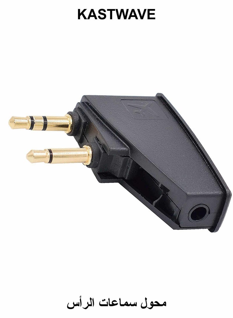 KASTWAVE Airplane Headphone Adapter, Adjustable Angle Airline Flight Headphone Converter Gold Plated 3.5mm Male to 3.5mm Female Stereo Aux Jack Headphone Adapter for More Headphones - Image 1