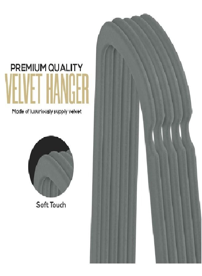 زوبير مجموعة علاقات مخملية بخطاف دوار بزاوية 360 درجة ومضادة للانزلاق مكونة من 100 قطعة . فضي رمادي 43.18x23.3x0.5سم - Image 4