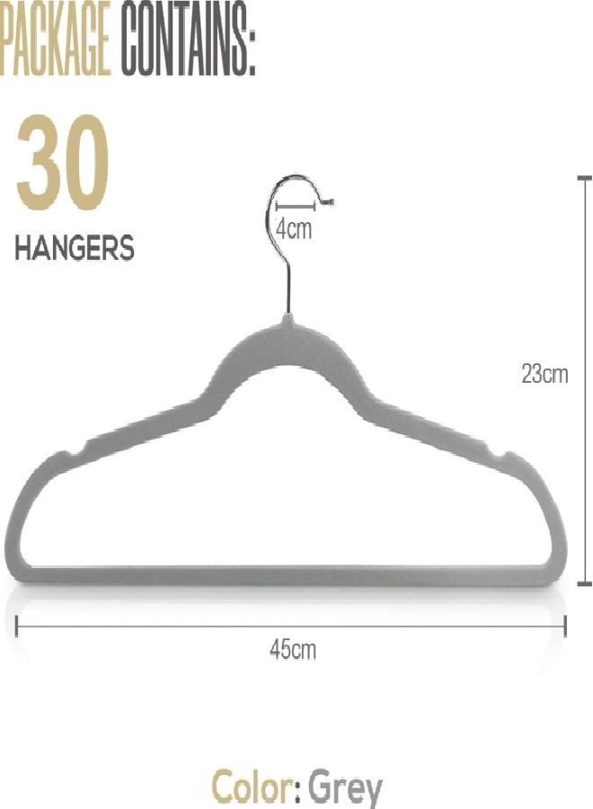 زوبير مجموعة علاقات مخملية بخطاف دوار بزاوية 360 درجة ومضادة للانزلاق مكونة من 100 قطعة . فضي رمادي 43.18x23.3x0.5سم - Image 2