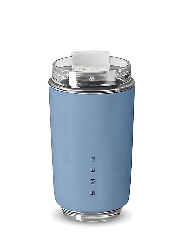 سميج كوب قهوة للسفر من Smeg، كوب معزول للمشروبات مع غطاء مضاد للتسرب، كوب قهوة طويل الأمد مع غطاء، ترمس قهوة للسفر (أزرق) - Image 5