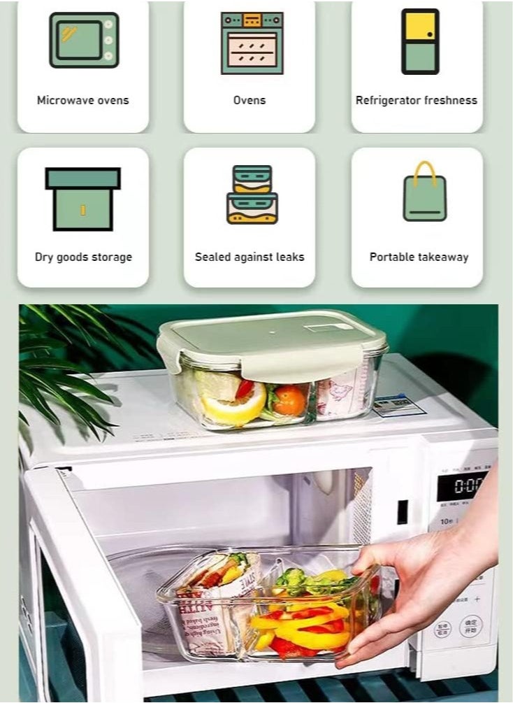 DUNISO - 3 Pieces Glass Kitchen Meal Preparation Container, Glass Meal Boxes, Glass Bowls 410ml, 680ml, 1040ml, Refrigerator Frozen Food Sealed Preservation Box, Microwave Heating Glass Meal Box, Pink Color - Image 1