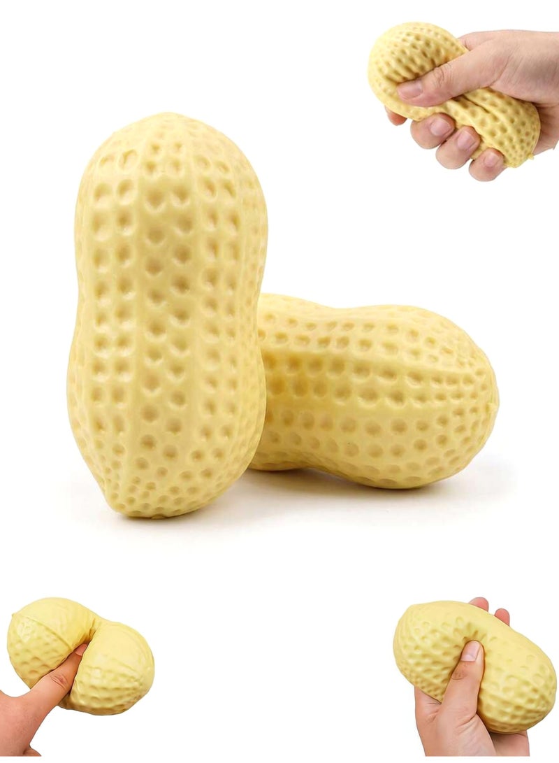 REZZOSS Peanut Squishy Fidget Toy 2-Pack – 11cm Realistic Slow-Rising Stress Relief Squeeze Balls for Adults & Kids | Ultra-Soft Memory Dough Tactile Sensory Fidget | Silent Desk Decompression Toy for Office Focus, Corporate Anxiety, ADHD & Autism | Novelty Gift Set - Image 1