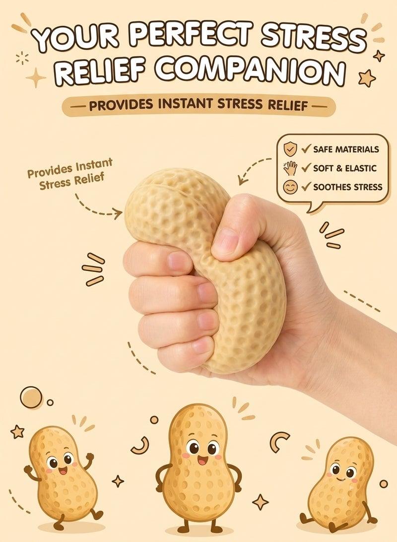 REZZOSS Peanut Squishy Fidget Toy 2-Pack – 11cm Realistic Slow-Rising Stress Relief Squeeze Balls for Adults & Kids | Ultra-Soft Memory Dough Tactile Sensory Fidget | Silent Desk Decompression Toy for Office Focus, Corporate Anxiety, ADHD & Autism | Novelty Gift Set - Image 3