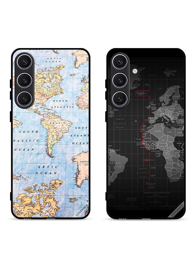 Covernex Two Cases For Samsung Galaxy S25 Plus 5G Protective Covers World Map - Image 1