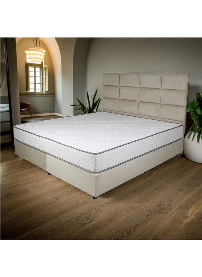 Bed and Mattress Zone Plushify Upholstered Bed 203 X 120 Twin Size Beige Color, Mattress Size-200x120cm (Mattress sold separately)  - Image 1