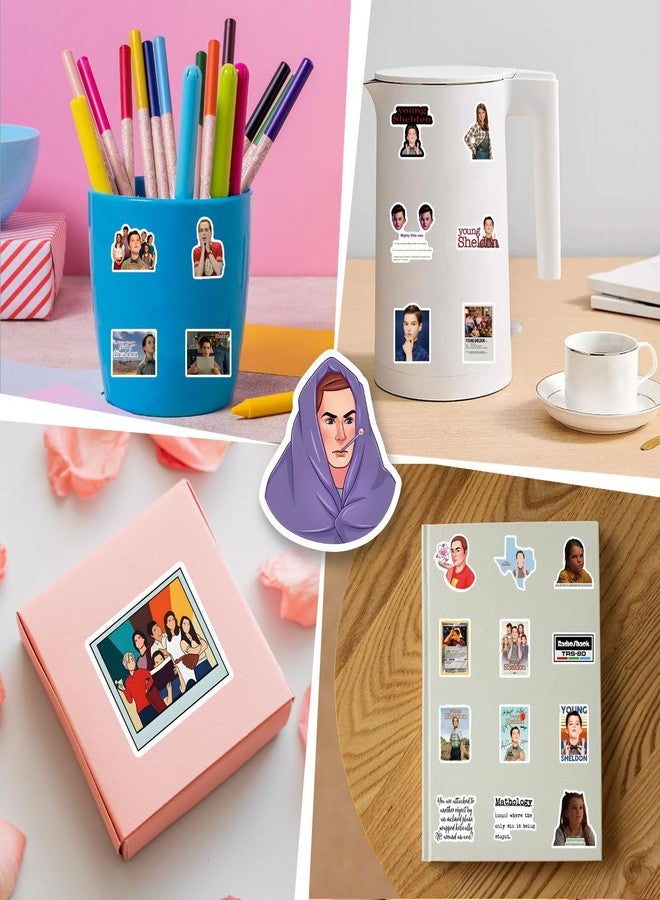 YEESACG 64pcs Sheldon TV Drama Romantic Aesthetics Retro Funny Stickers Pop Kawaii Pack | Vsco Funny Cool Deacls Graffiti Stickers Vinyl for Water Bottle Skateboard Luggage Laptop - Image 4