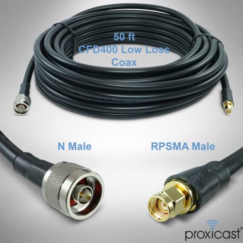 Proxicast 50 ft RP SMA Male to N Male Premium CFD400 Low-Loss Coaxial Cable (50 Ohm) for Connecting WiFi & Helium Miner (HNT Hotspots) to N-Female Antennas (Not for TV or Cellular) (ANT-310-420-50) - Image 2