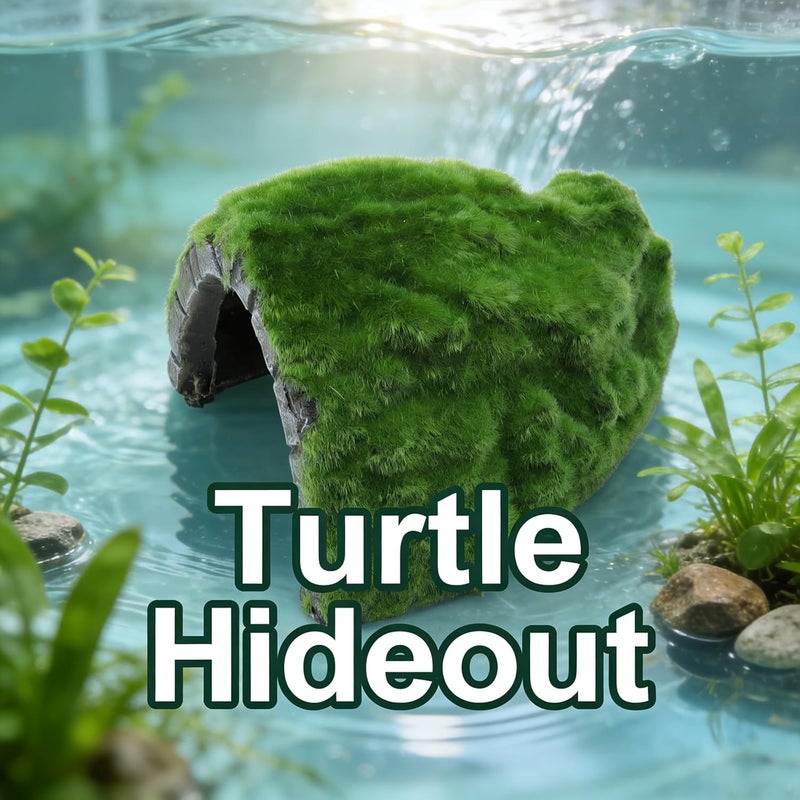 Reptile Rock Hide Cave, Resin Basking Terrace, 14x12cm, Tortoise Hideout, Aquarium Decoration - Non - Resin, Ideal for Turtles & Lizards - Image 3