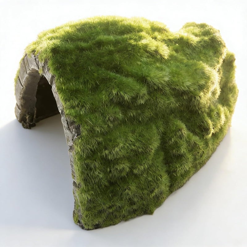 Reptile Rock Hide Cave, Resin Basking Terrace, 14x12cm, Tortoise Hideout, Aquarium Decoration - Non - Resin, Ideal for Turtles & Lizards - Image 1