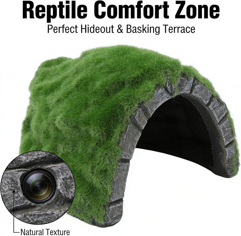Reptile Rock Hide Cave, Resin Basking Terrace, 14x12cm, Tortoise Hideout, Aquarium Decoration - Non - Resin, Ideal for Turtles & Lizards - Image 2