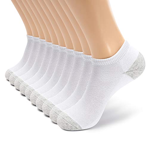 MONFOOT Men's/Women's 10 Pairs Cotton Cushion Ankle Socks, White Medium Multipack - Image 1