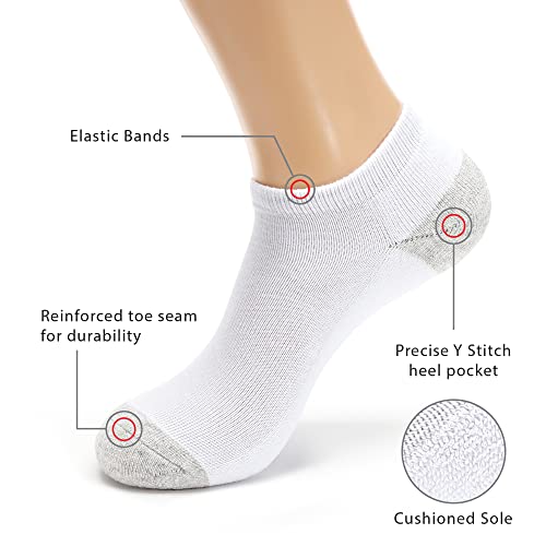 MONFOOT Men's/Women's 10 Pairs Cotton Cushion Ankle Socks, White Medium Multipack - Image 2