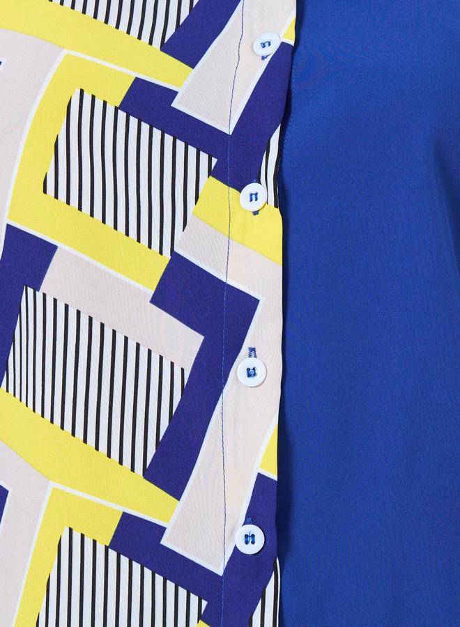 Take Two Blue Color Block Printed Long Sleeve Shirt - Image 3