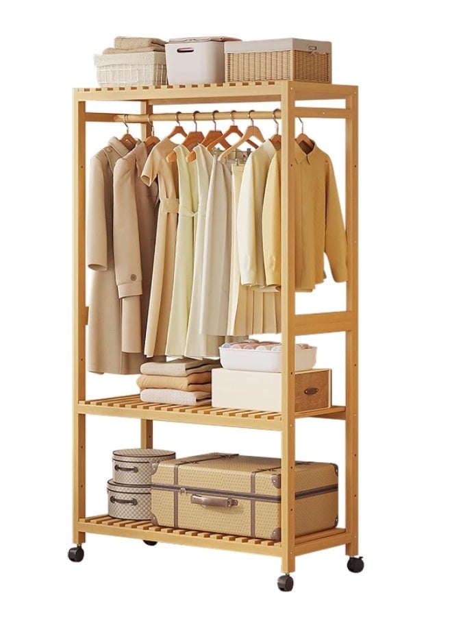 فورثكان رف ملابس متحرك شديد التحمل من Forthcan مع رفوف قابلة للتعديل لتعليق وتخزين الملابس في الخزانة، 83 × 34 × 160 سم، لون طبيعي - Image 1