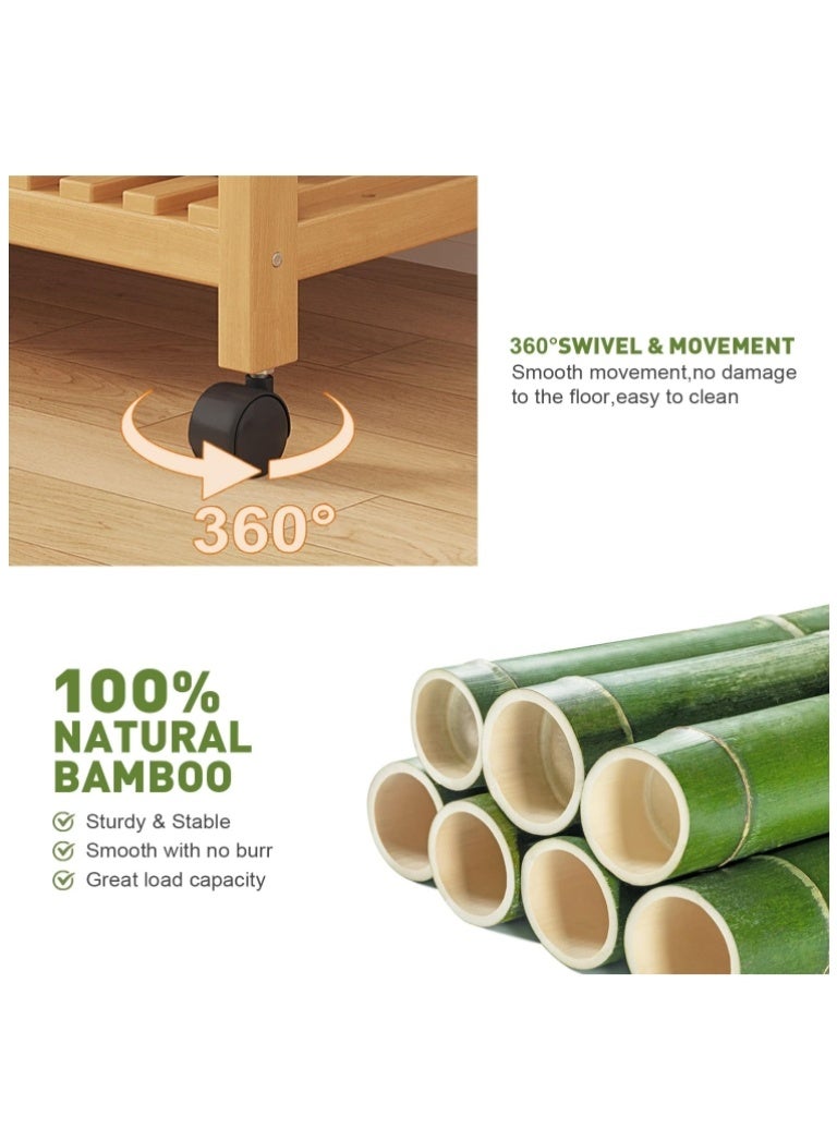 فورثكان رف ملابس متحرك شديد التحمل من Forthcan مع رفوف قابلة للتعديل لتعليق وتخزين الملابس في الخزانة، 83 × 34 × 160 سم، لون طبيعي - Image 5