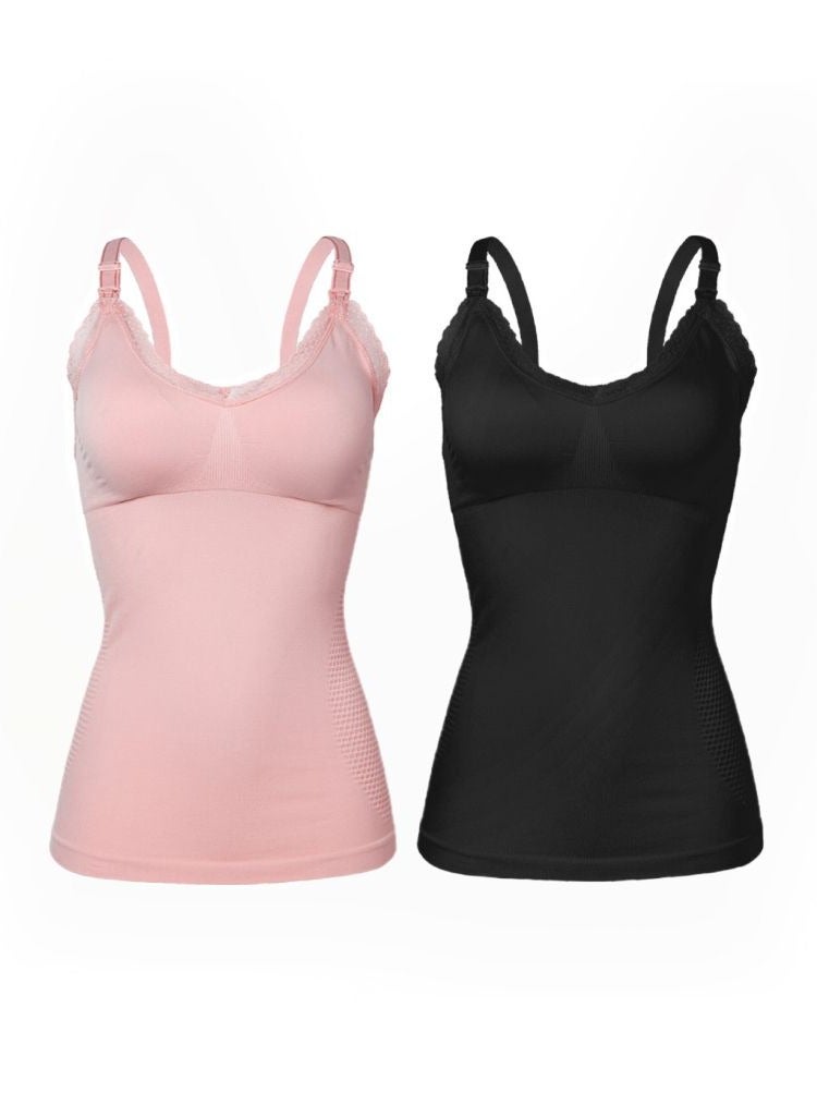 RedMapleTEK Pregnant Women's Large-Size Front-Button Nursing Vest Without Underwire 2-pack - Image 1