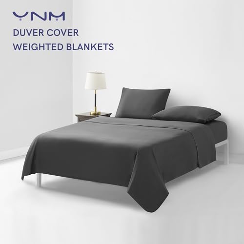 YnM Exclusive Cotton Duvet Cover for Weighted Blankets with 16 Strings (Dark Grey, 48"x72") - Image 2