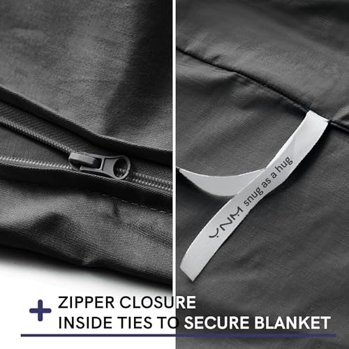 YnM Exclusive Cotton Duvet Cover for Weighted Blankets with 16 Strings (Dark Grey, 48"x72") - Image 3