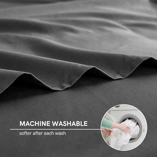 YnM Exclusive Cotton Duvet Cover for Weighted Blankets with 16 Strings (Dark Grey, 48"x72") - Image 5