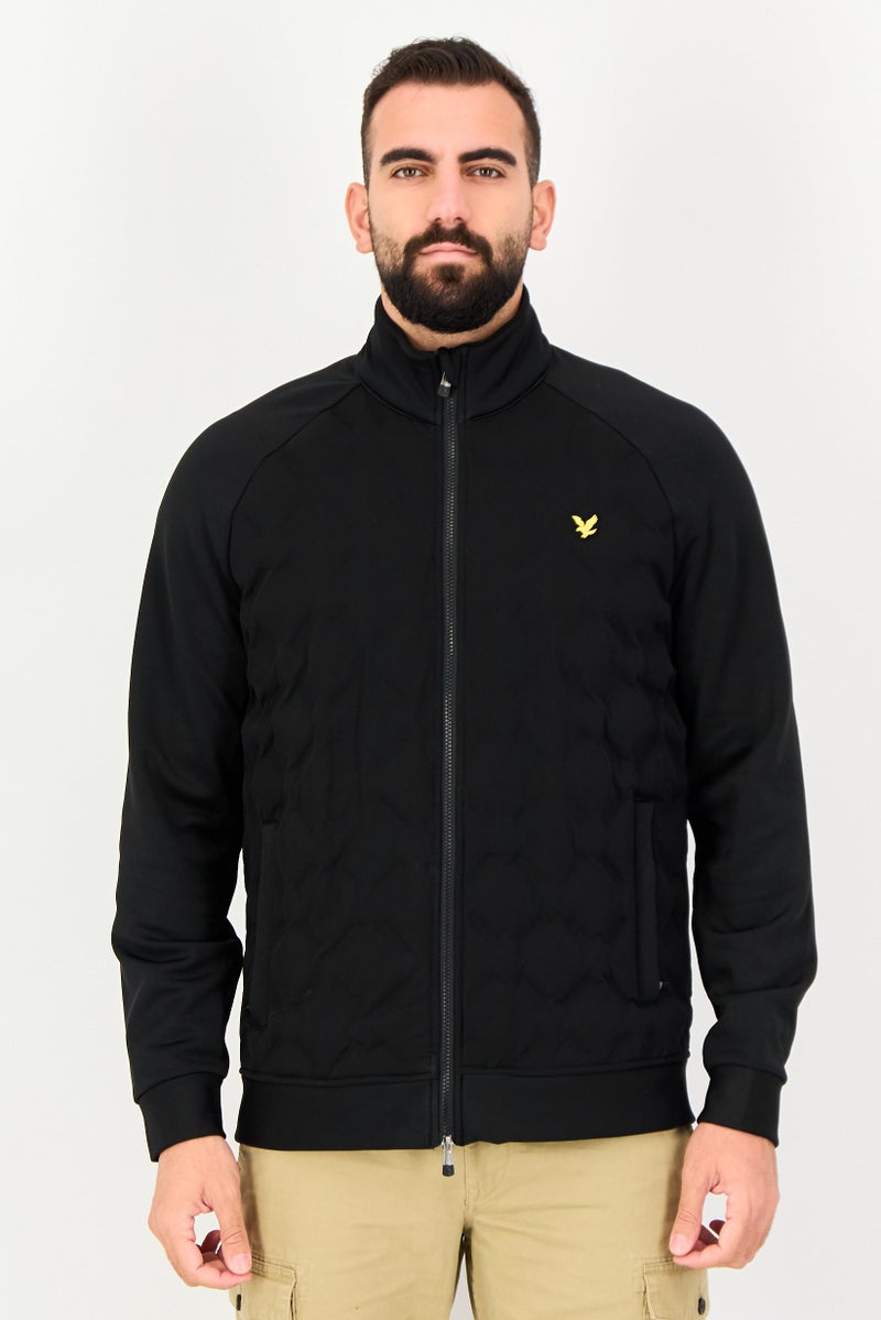 Lyle & Scott جاكيت بومبر للرجال بشعار العلامة التجارية، أسود - Image 1