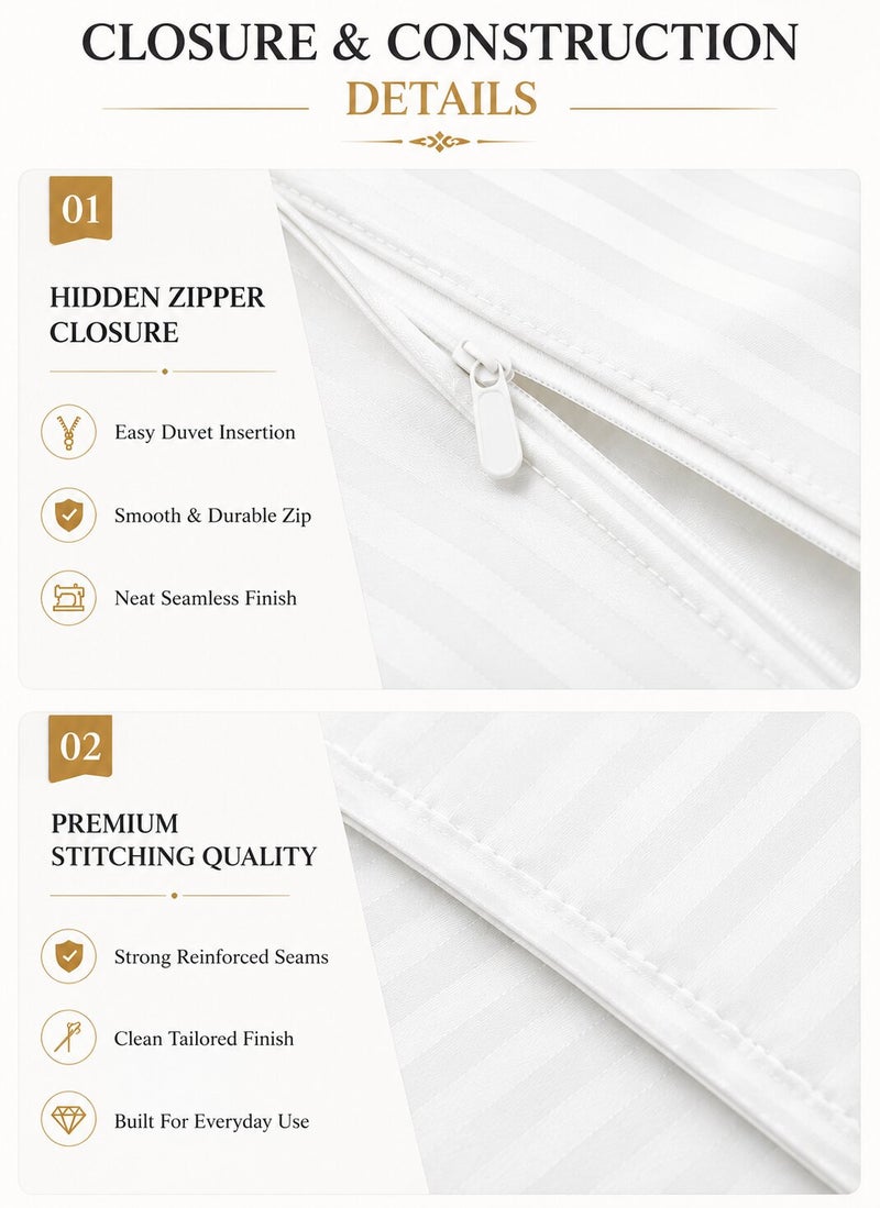 Aristocrat 3-Piece Stripe Microfiber Duvet Cover Set | Single | Includes 1 Duvet Cover (160x220cm) & 2 Pillowcases (53x75+15cm) | Ultra Soft, Breathable & Wrinkle Resistant | Chocolate Brown - Image 4