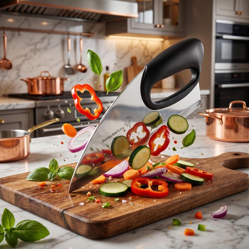 Professional Stainless Steel Kitchen Knife – Sharp Rust Resistant Blade with Comfortable Non-Slip Handle – Cutting Vegetables, Fruits, Pastrami, Pizza and Cheese - Image 3