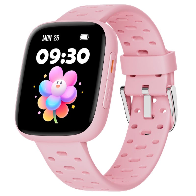 BIGGERFIVE Kids Watch No Phone Needed, 1.8" Amoled Smart Fitness Watch Pedometer, Heart Rate, Sleep Tracker, 30m Waterproof, Step Counter, Puzzle Games, 100+ Dials, Gifts for Girls 5-16, Pink - Image 1