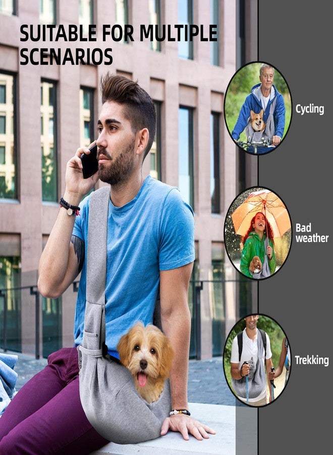 ARZQUT Dog Carrier Sling - Reversible Puppy Carrier Purse with Storage Pocket, Hand-Free Dog Sling Carrier for Carry Small Dogs and Cats, Travel Safety Harness, Dog and Cat Harness (Gray) - Image 2