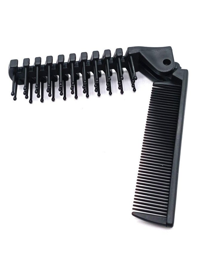 PUTYSUUN Folding Travel Comb Brush Combo Small/Mini Portable Pocket Collapsible Comb Foldable Hair Brush For Purse Antistatic Black  - Image 1