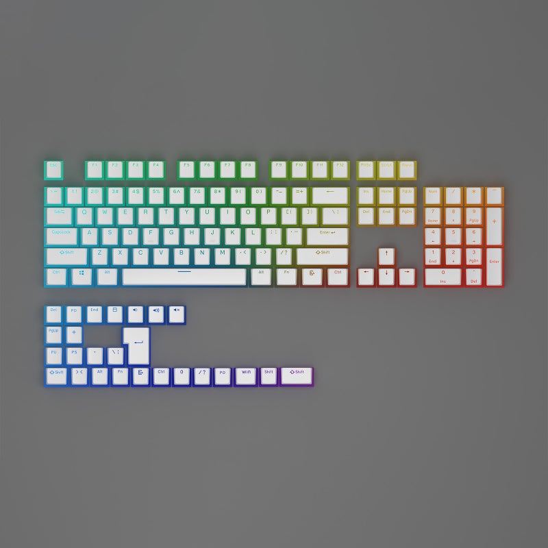 PBT Pudding Double Shot Backlit Keycaps Set White PBT-130 key large full set-canned