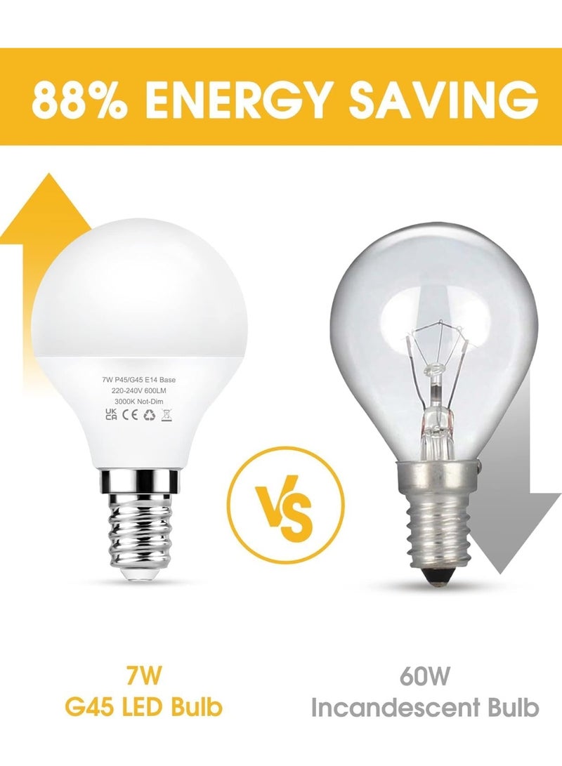 HUA QIANG WANG E14 G45 LED Light Bulb, 7W 630lm, Warm White 3000K, Small Edison Screw SES, Energy Saving Golf Ball Bulb, Non-Dimmable, Pack of 10 - Image 3