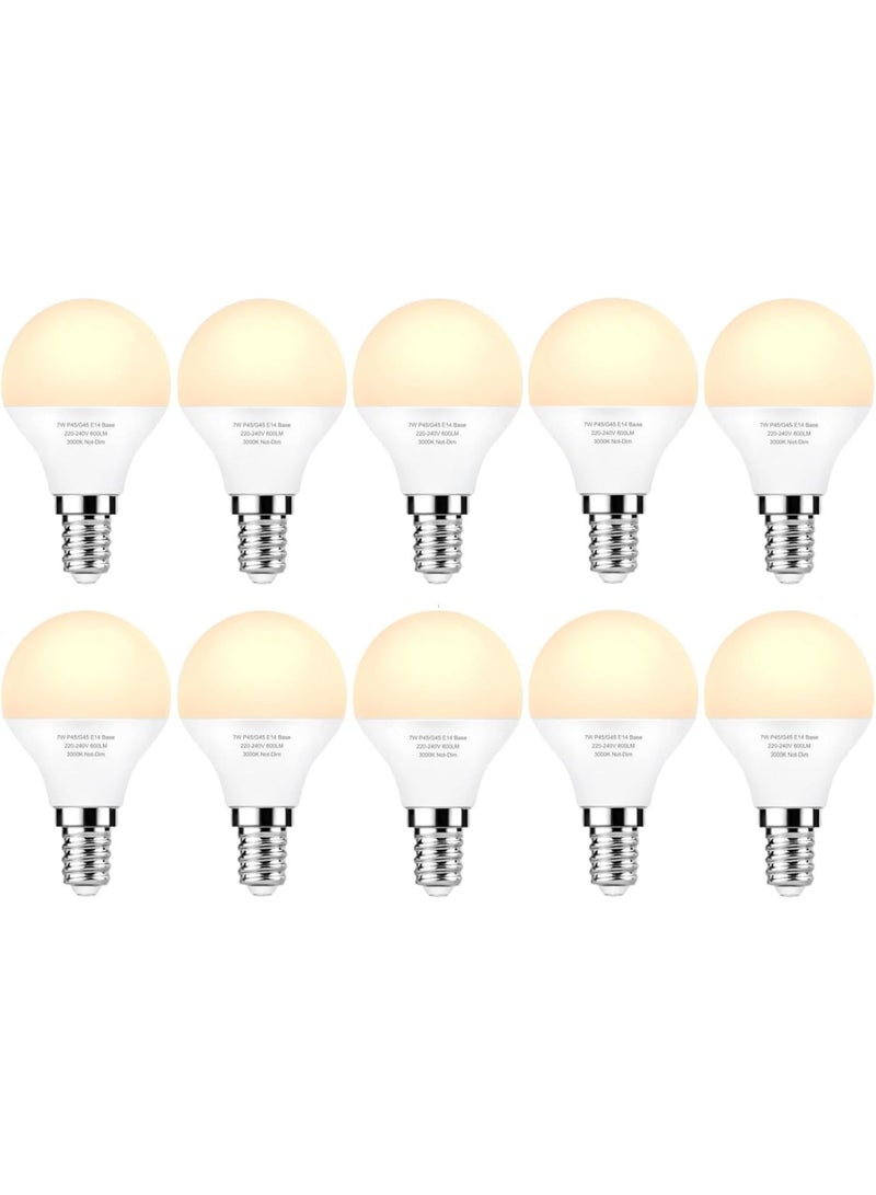 HUA QIANG WANG E14 G45 LED Light Bulb, 7W 630lm, Warm White 3000K, Small Edison Screw SES, Energy Saving Golf Ball Bulb, Non-Dimmable, Pack of 10 - Image 1