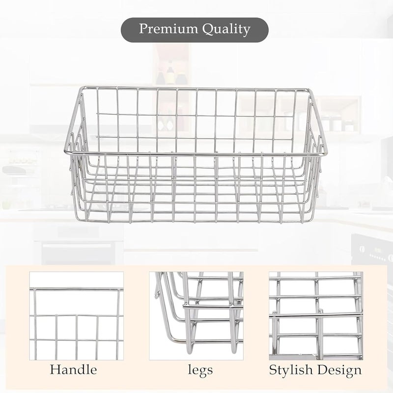 Kuber Industries Small Stainless Steel Basket for Storage - Pooja Items & Kitchen Storage Tokri for Onion Organizing - With Handles - Silver - Image 5