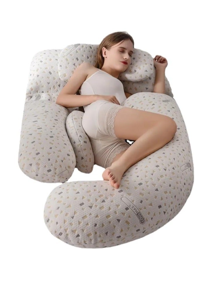يوريفو وسادة حمل، وسادة جانبية للحوامل، تدعم الخصر والبطن والساقين، وسادة مريحة للنوم الجانبي ودعم الخصر والبطن والظهر على شكل حرف U، قابلة للإزالة والغسل - Image 1